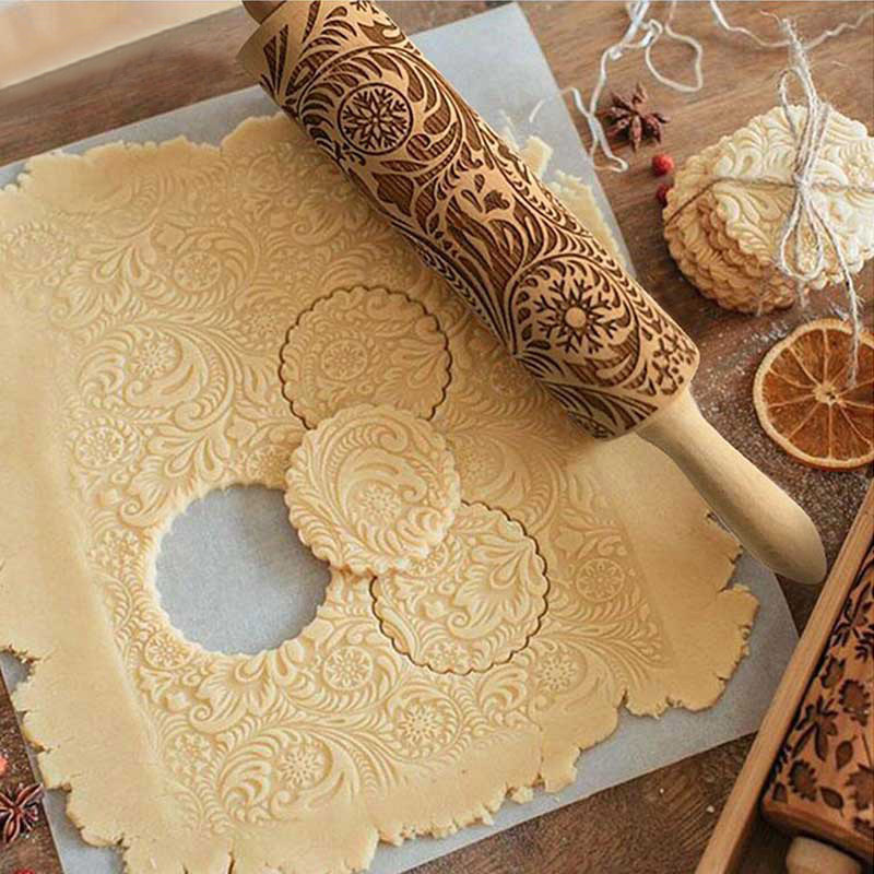 Kitchen Roller Baking - 1PC Präge Gravierte Rolling Pin Backen