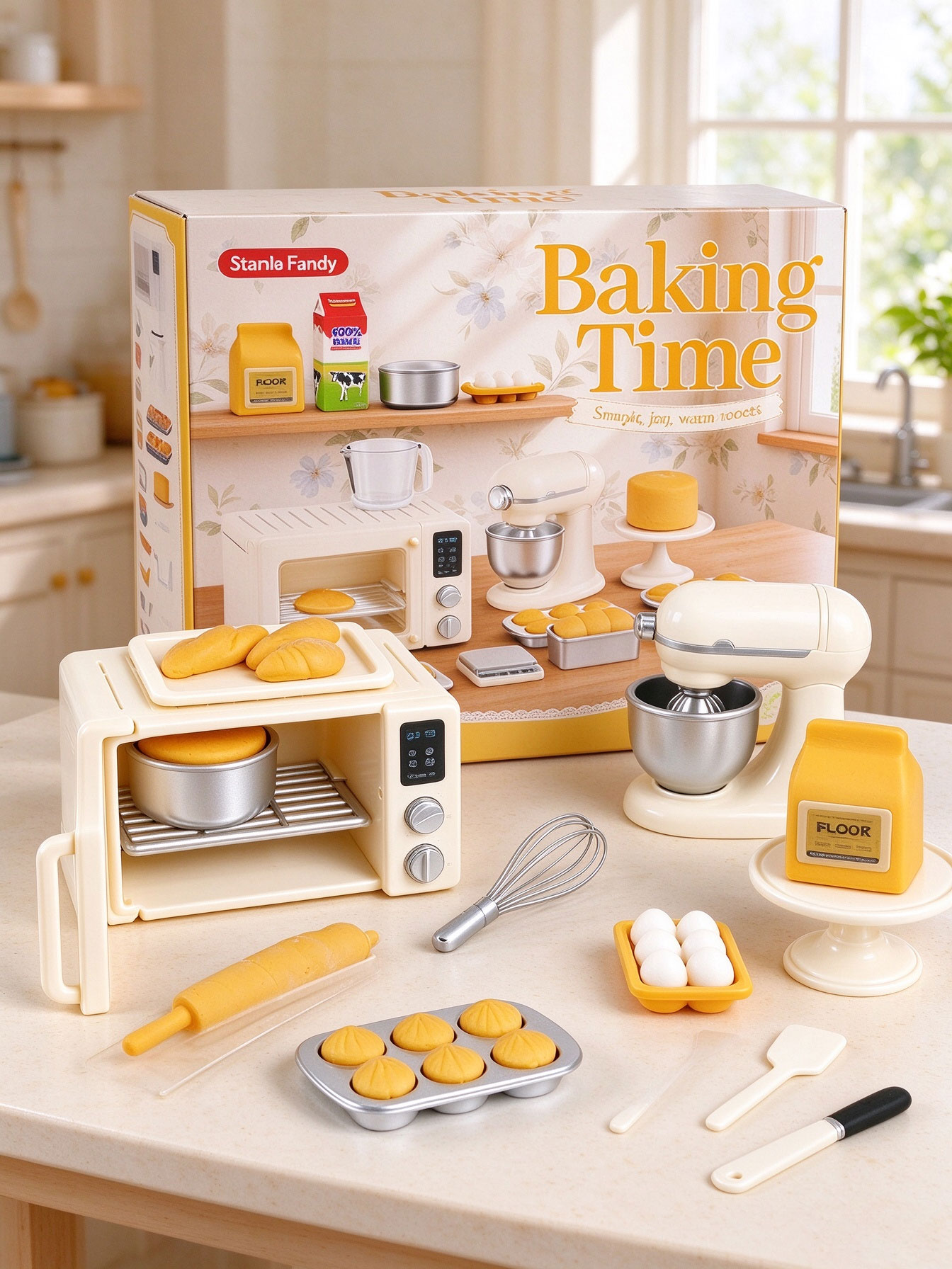 Kitchen Kids Baking Set - Mini-Backzeit Rollenspiel-Spielzeugset Puppenhaus-Küche Miniatur-Ofen & Backzubehör
