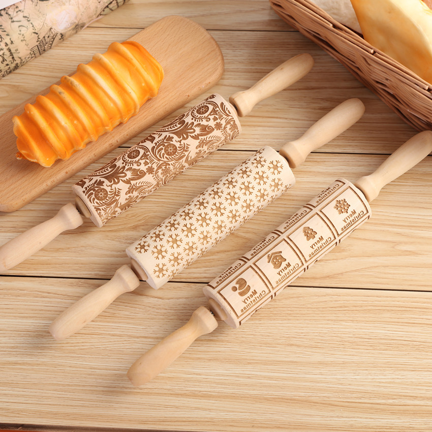 1PC Präge Gravierte Rolling Pi – Kitchen Roller Baking Bewertung und Preis