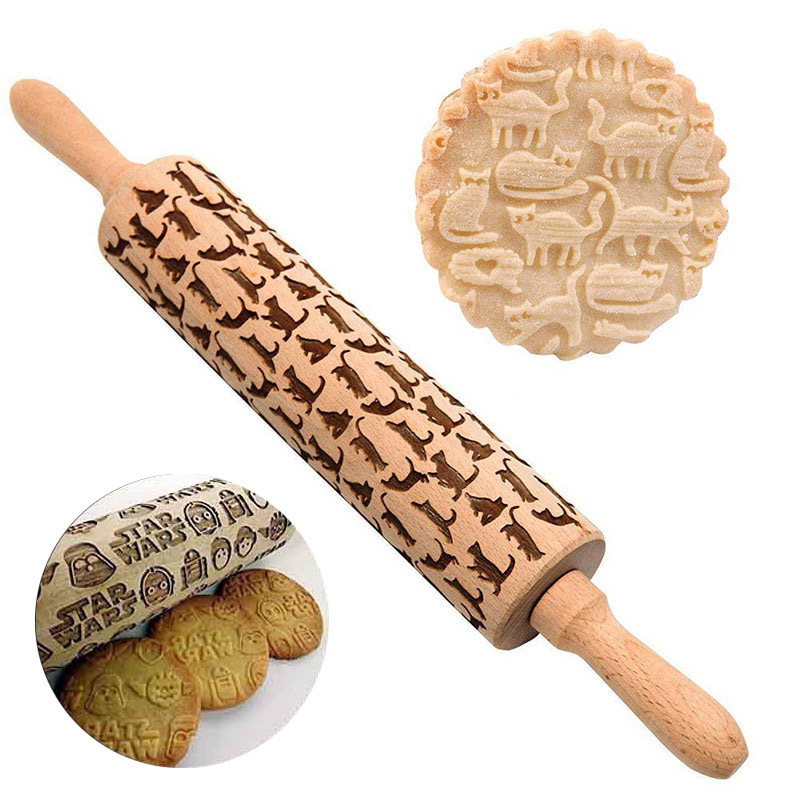1PC Präge Gravierte Rolling Pi – Kitchen Roller Baking Bewertung und Preis